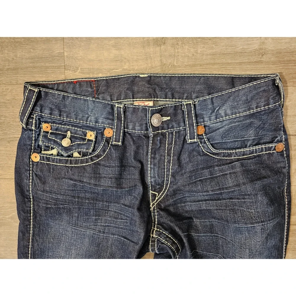 True Religion Jeans 34x30 Rainbow Ricky Size 34 Distressed Denim Made in USA Y2K